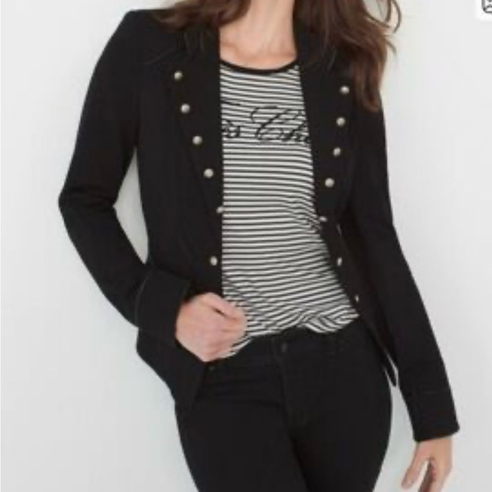 White House black market military jacket silver button. Sz 8 black